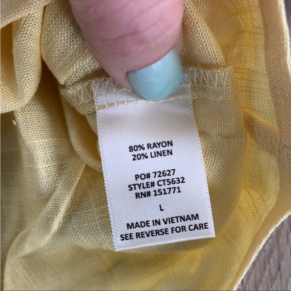 Le Lis Yellow Linen Blend Crop Top Tie Up Tank - Picture 7 of 10